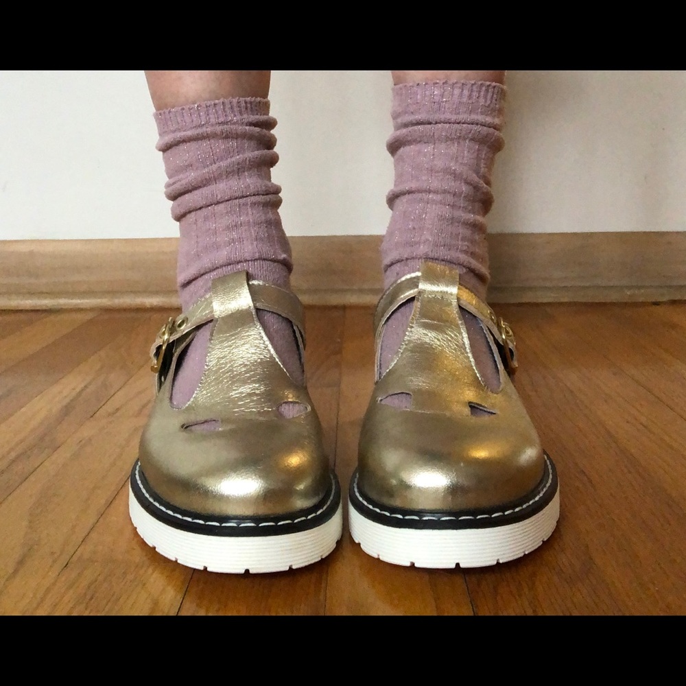 Metallic Leather Mary-Janes